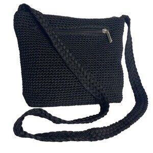 Crochet Black Crossbody Hobo Handbag Purse